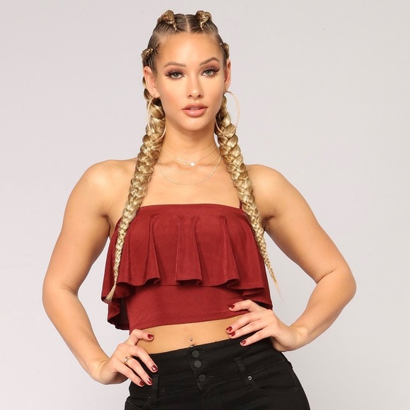 Make some noise Ruffle Top - wine - Picture 2 of 3